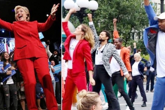 Weird Flash Mob Staged For Supporting Hillary Clinton In New York City